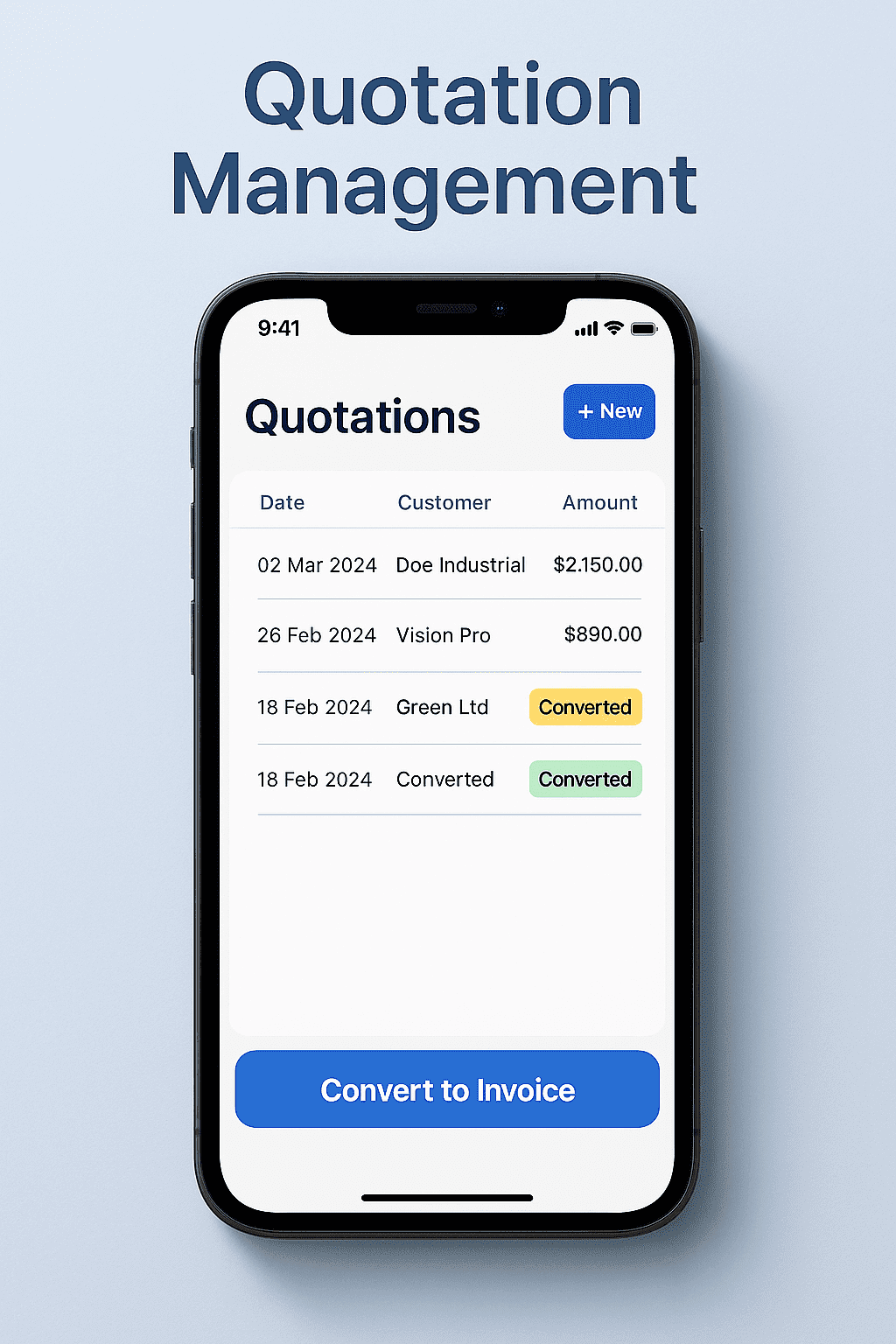 Quotation screen